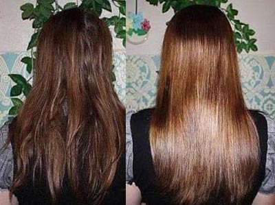 Глазирование волос до и после