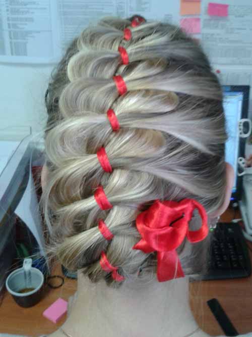 Плетение кос с лентами схемы