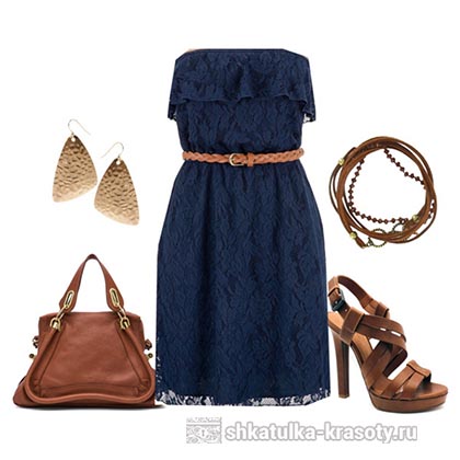 Цветовое сочетание в одежде синего и коричневого цветов