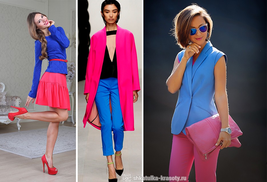 Цветовые сочетания одежды голубого и розового цвета