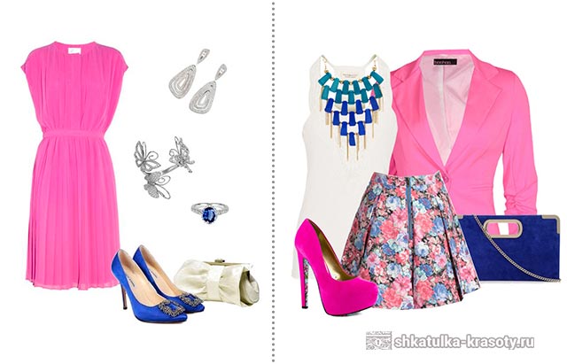 голубое и розовое платье