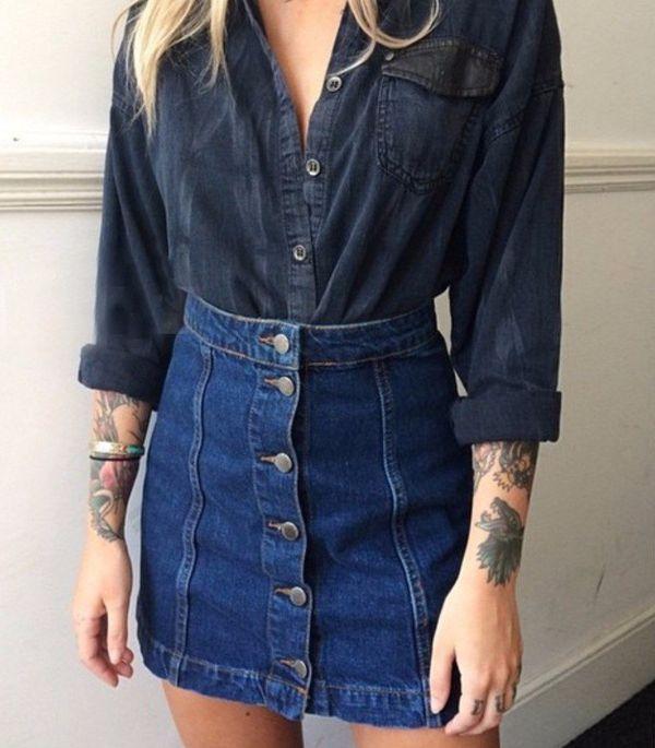джинсовая юбка с пуговицами